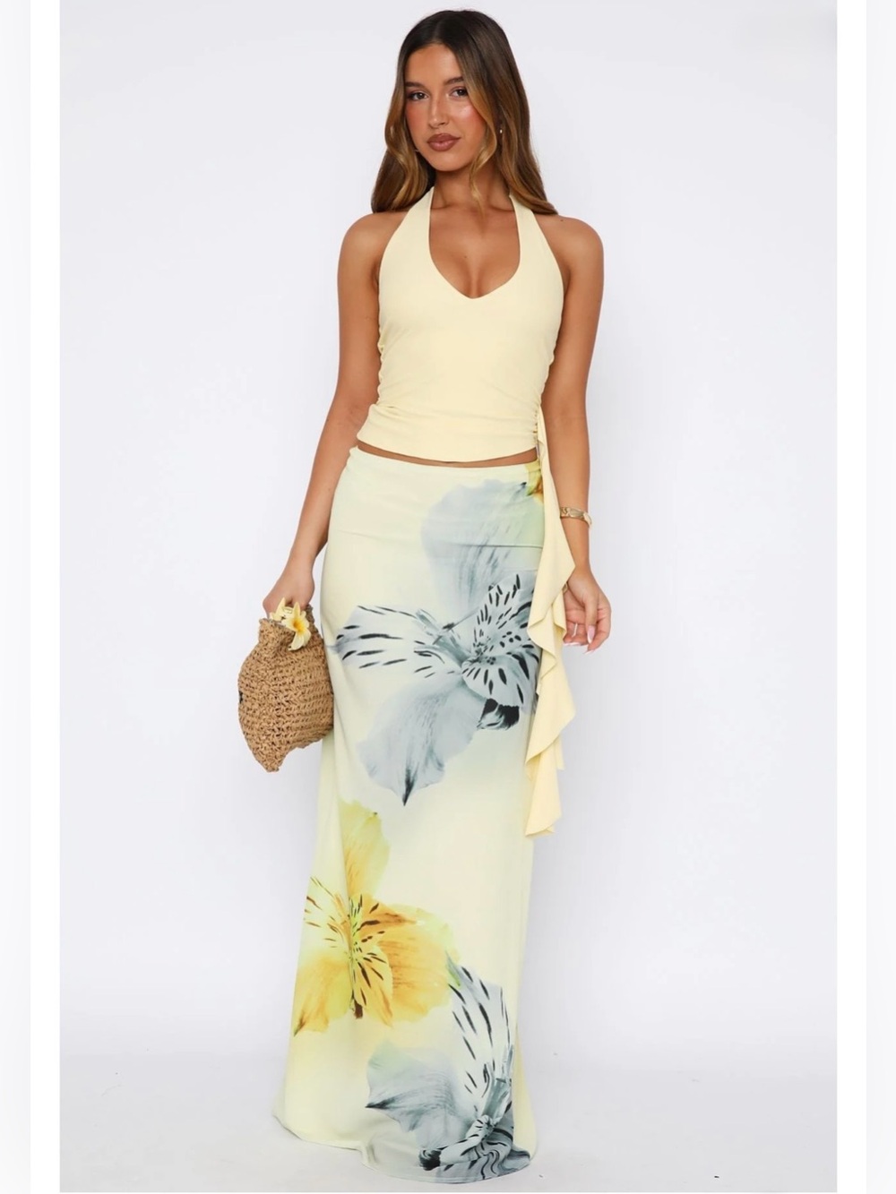 NWT Our Love Maxi Skirt Lemon Blossom